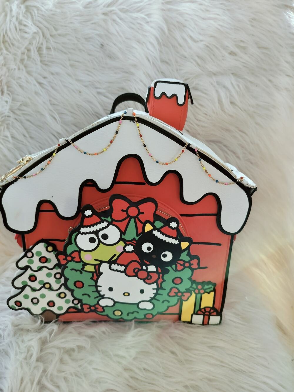 5914) Her Universe Sanrio Hello Kitty & Friends Christmas House Mini Backpack